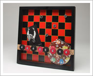 Checkers with ruler and pieces